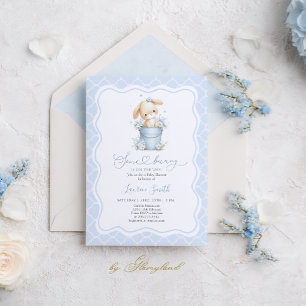 Some Bunny Is On The Way Baby Shower Boy Invitation