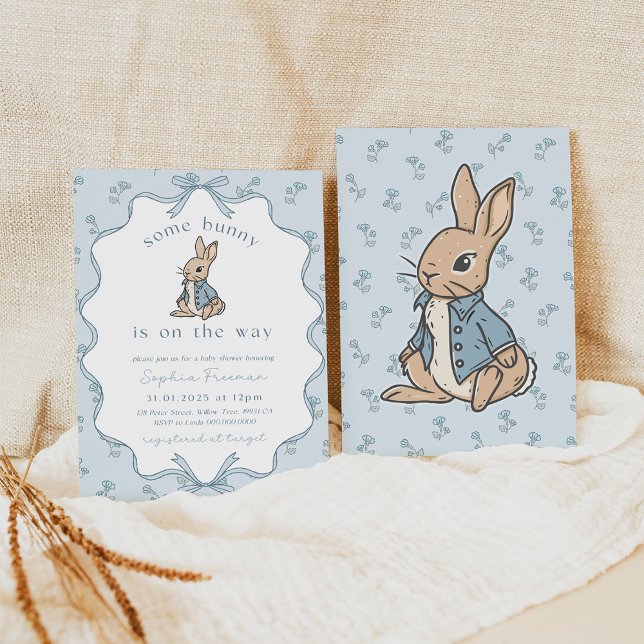 Some Bunny is on the Way Baby Shower Invite. Rusti Invitation (Peter Rabbit Baby Shower Invitation Bundle)