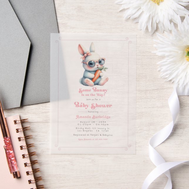 Some Bunny Is On the Way Baby Shower Vellum Invitations (Wedding)
