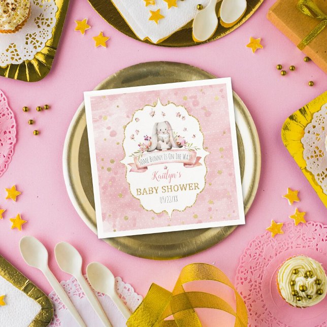 Some Bunny Is On The Way! Easter Baby Shower Napkin (Creator Uploaded)
