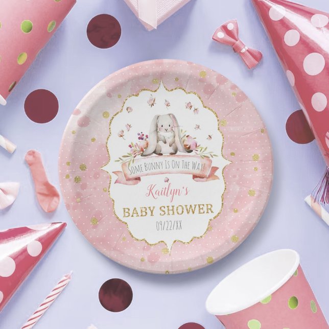 Some Bunny Is On The Way! Easter Baby Shower Paper Plate (Creator Uploaded)