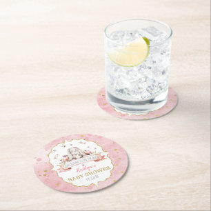 Some Bunny Is On The Way! Easter Baby Shower Round Paper Coaster