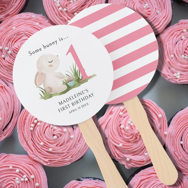 Some Bunny is One 1st Birthday Celebration Favour Hand Fan (Creator Uploaded)