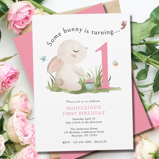 Some Bunny is One 1st Birthday Invitation (Creator Uploaded)