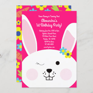 Some Bunny is One 1st Birthday Rabbit Invitations