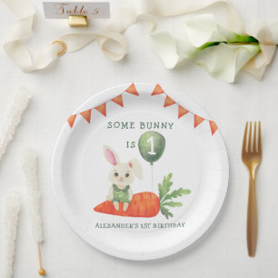 Some Bunny is One Birthday Paper Plate