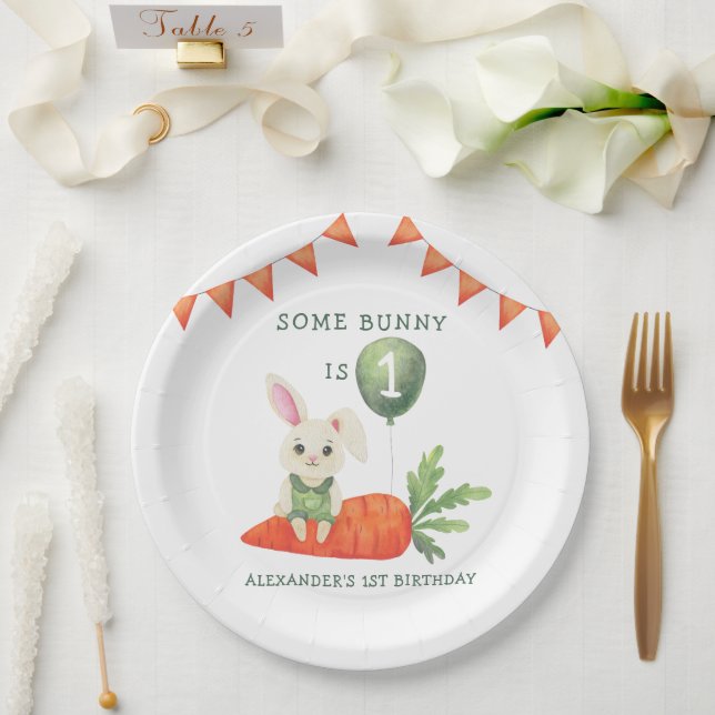 Some Bunny is One Birthday Paper Plate (Wedding)