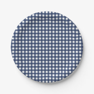 Some Bunny is One blue Gingham Birthday Paper Plate