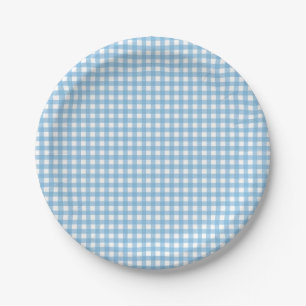 Some Bunny is One blue Gingham Birthday Paper Plate