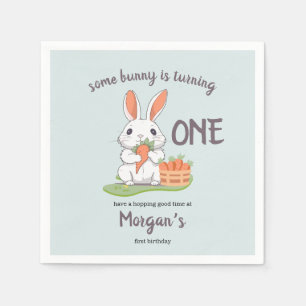 Some Bunny Is One Boys Girls 1st Birthday Napkin