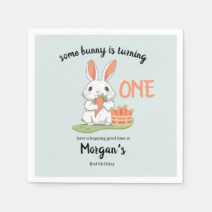 Some Bunny Is One Boys Girls 1st Birthday Napkin