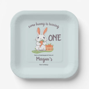 Some Bunny Is One Boys Girls 1st Birthday Paper Plate