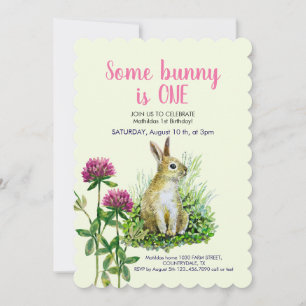 Some bunny is ONE, clovers Invitation