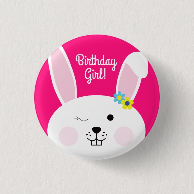 Some Bunny is One Cute Rabbit 1st Birthday Party 3 Cm Round Badge (Front)