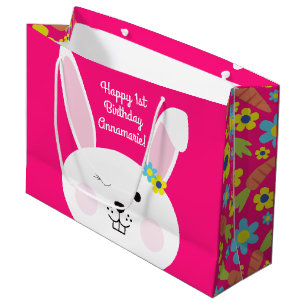 Some Bunny is One Cute Rabbit 1st Birthday Party Large Gift Bag