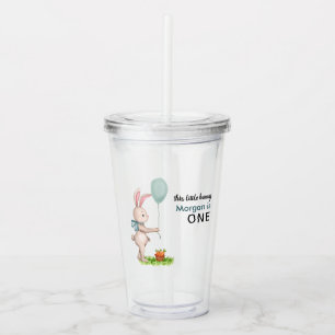 Some Bunny is One Cute Rabbit Balloon 1st Birthday Acrylic Tumbler