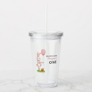 Some Bunny is One Cute Rabbit Balloon 1st Birthday Acrylic Tumbler