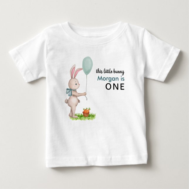 Some Bunny is One Cute Rabbit Balloon 1st Birthday Baby T-Shirt (Front)
