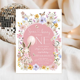 Some Bunny Is ONE First 1st Birthday Invitation