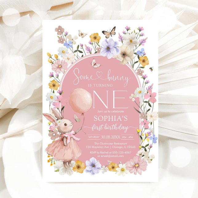 Some Bunny Is ONE First 1st Birthday Invitation (Creator Uploaded)