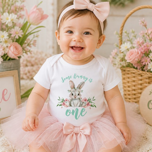 Some Bunny is One Floral First Birthday Shirt (Some Bunny is One Floral First Birthday Shirt)