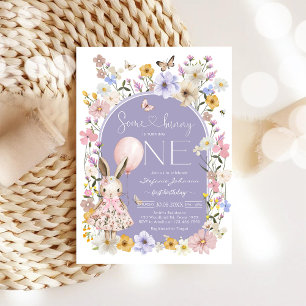 Some Bunny is ONE Girl Birthday Invitation
