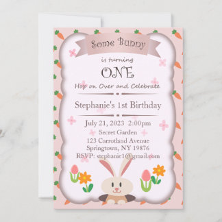 Some Bunny is One Invitation, 1st Birthday Invitation