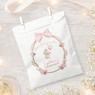 Some Bunny is One Pink Bow Rabbit First Birthday Favour Bag