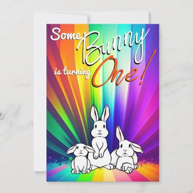 Some Bunny is One Rainbow Invitation (Front)
