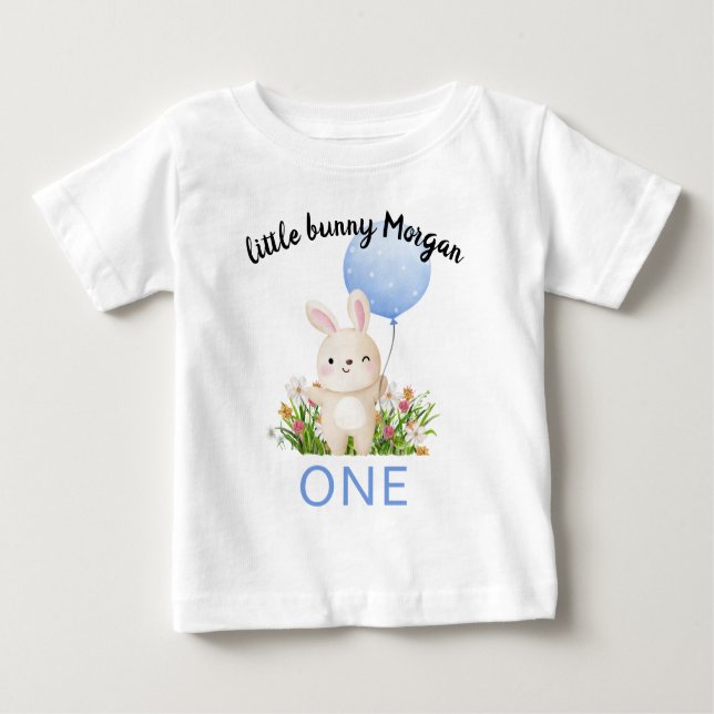 Some Bunny Is One Simple Cute Boys 1st Birthday  Baby T-Shirt (Front)