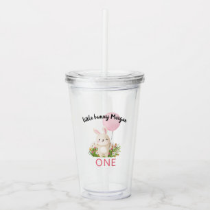 Some Bunny Is One Simple Cute Girls 1st Birthday  Acrylic Tumbler