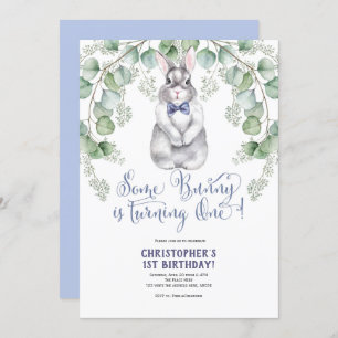 Some Bunny is One, Watercolor, Rabbit, Greenery Invitation