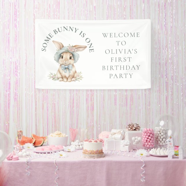 Some Bunny is One Welcome 1st Birthday Party Banner (Party)