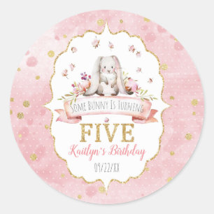 Some Bunny is Turning Five 5th Birthday Classic Round Sticker