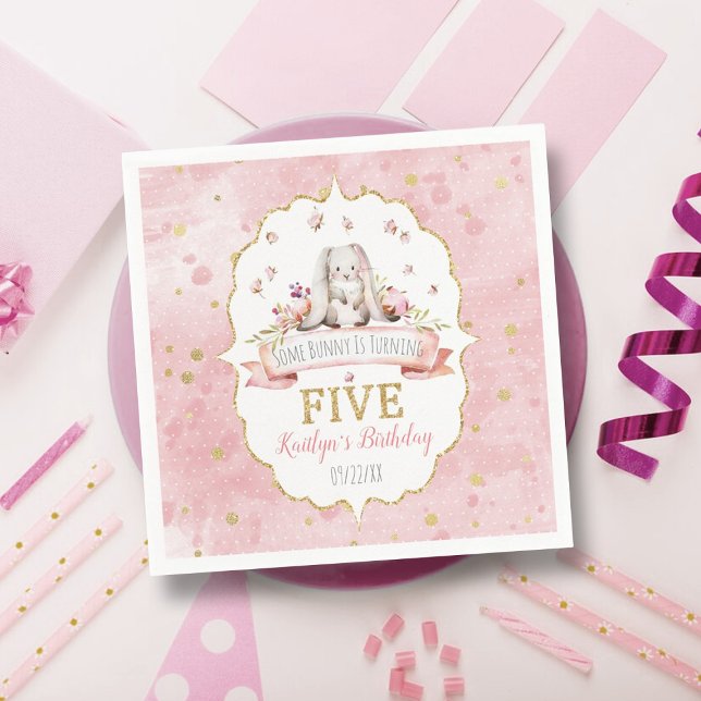 Some Bunny is Turning Five 5th Birthday Napkin (Creator Uploaded)