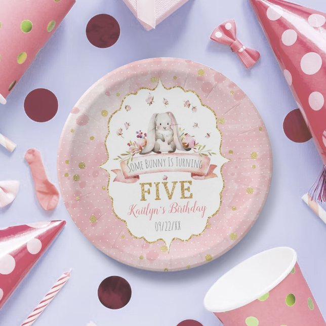 Some Bunny is Turning Five 5th Birthday Paper Plate (Creator Uploaded)