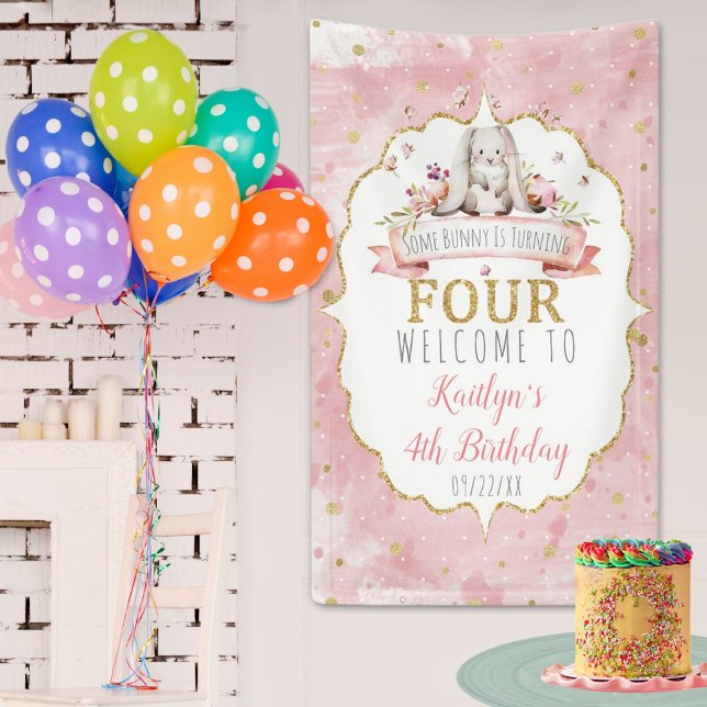 Some Bunny is Turning Four 4th Birthday Welcome Banner (Creator Uploaded)