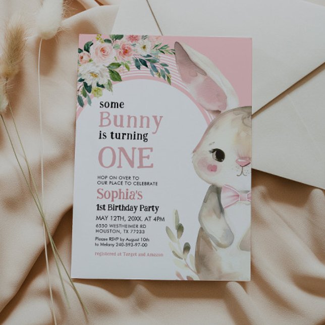 Some Bunny is Turning One 1st Birthday Invitation (Creator Uploaded)