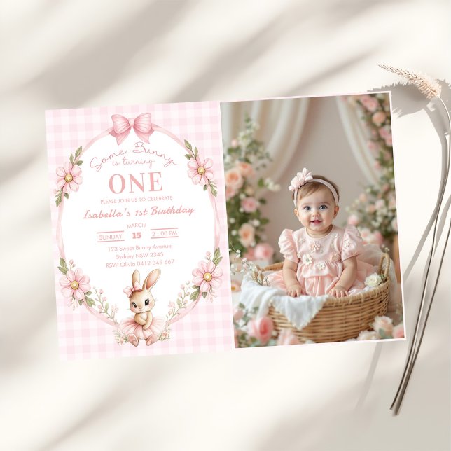 Some Bunny is Turning One 1st Birthday Photo Invitation (Creator Uploaded)