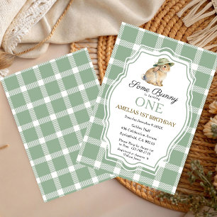 Some Bunny is Turning One Any Age Green Birthday Invitation
