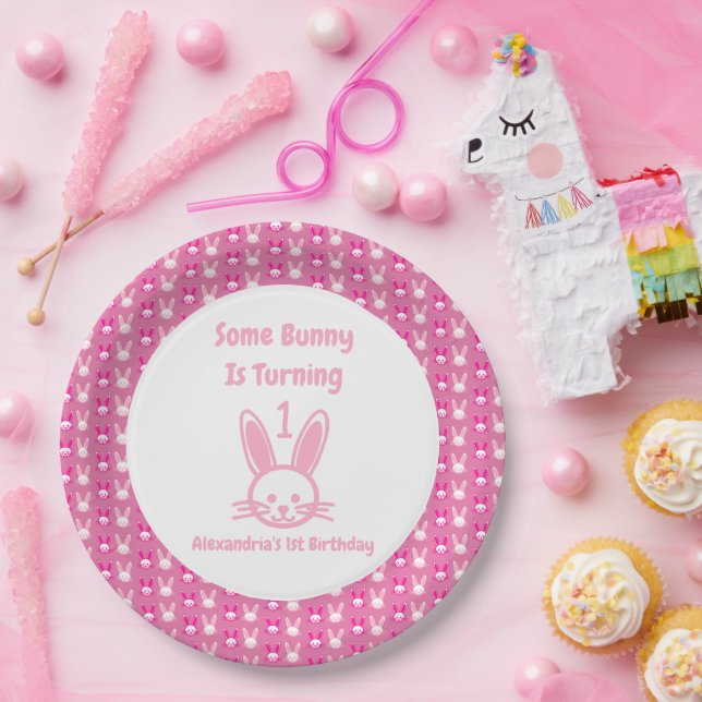Some Bunny Is Turning One Birthday Paper Plate (Party)