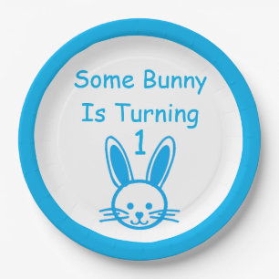 Some Bunny Is Turning One Birthday Paper Plate