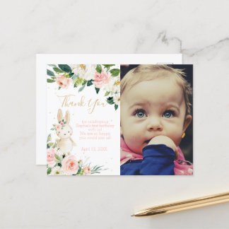 Some Bunny is Turning One Birthday Photo Thank You Postcard