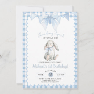 Some bunny is turning One, boy birthday, Any Age. Invitation