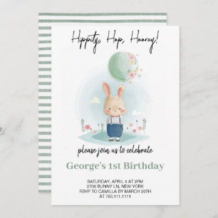  Some Bunny is Turning One Boy Birthday Invitation