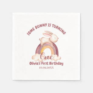 Some Bunny Is Turning One Bunny 1st Birthday Napkin