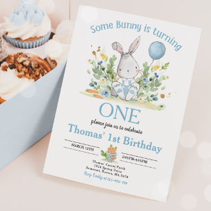 Some Bunny Is Turning One Bunny 1st Birthday Party Invitation
