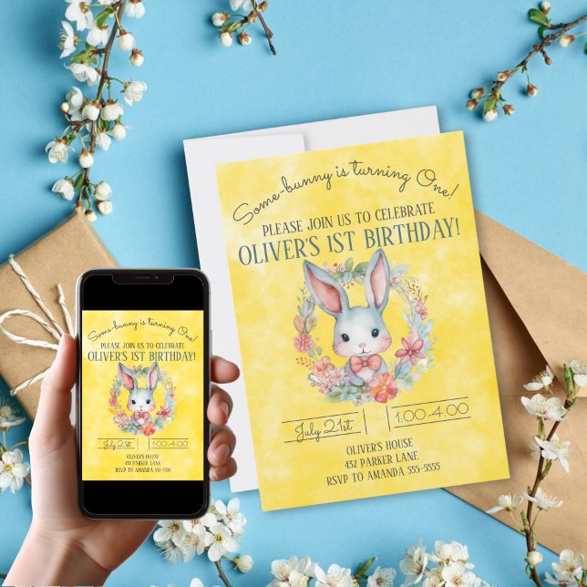 Some-bunny Is Turning One Bunny 1st Birthday Party Invitation (Some-bunny Is Turning One Bunny 1st Birthday Party Invitation
)