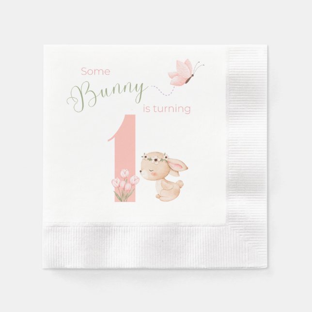 Some BUNNY is turning ONE dessert napkin (Front)