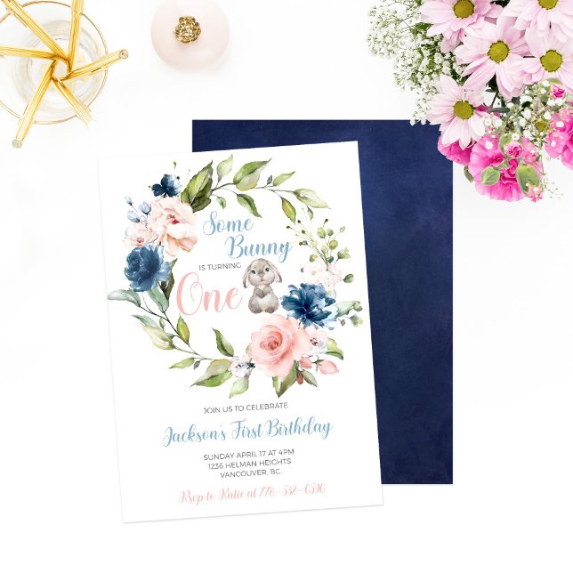Some Bunny is Turning One Easter First Birthday Invitation (Creator Uploaded)